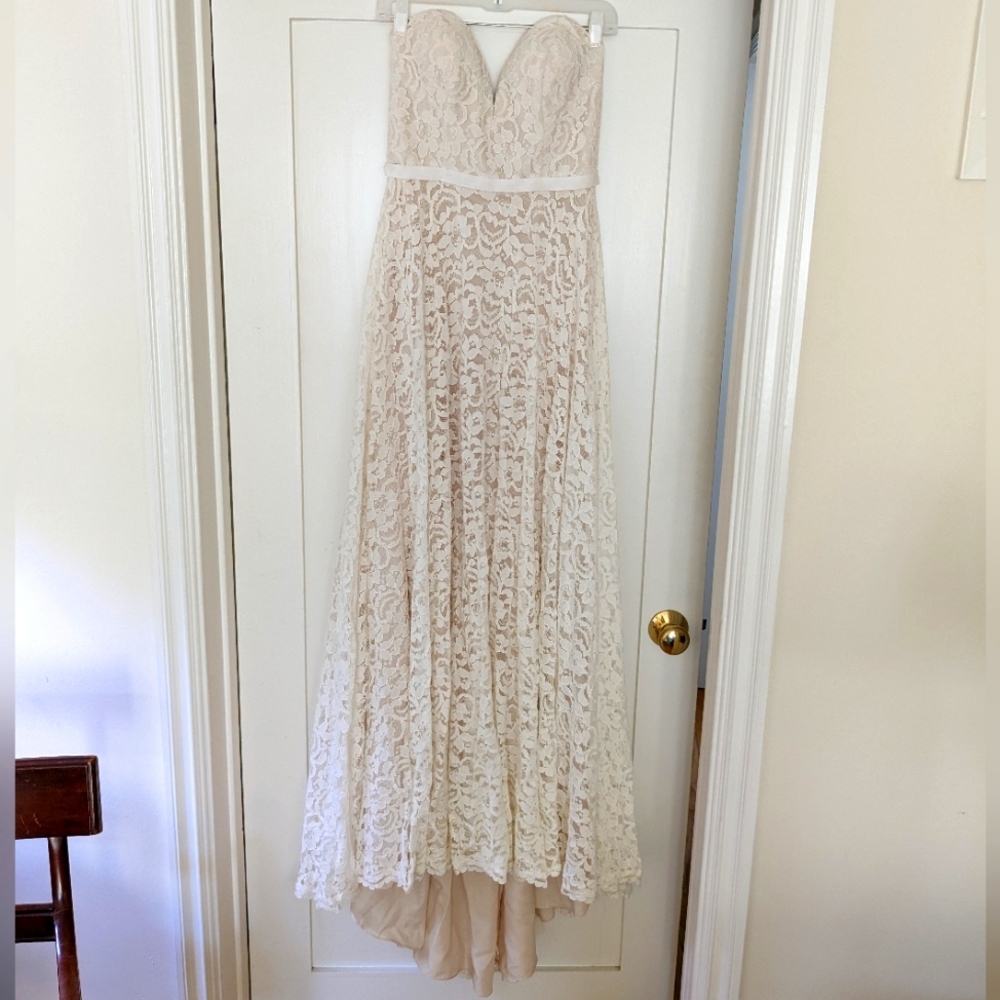 Oatmeal color lace David's Bridal Dress size 8 (street size 6-8) , NWOT